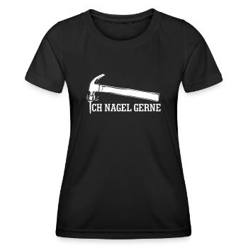 Steinmetz Hammer Zimmermann Dachdecker - Frauen Funktions-T-Shirt - Schwarz - Vorne - AI Model Female 172 light (172cm)