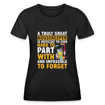 Aide domestique, femme de ménage, femme de ménage - T-shirt sport Femme - noir - Devant - AI Model Female 172 light (172cm)
