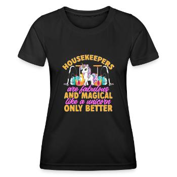 Aide domestique, femme de ménage, femme de ménage - T-shirt sport Femme - noir - Devant - AI Model Female 172 light (172cm)