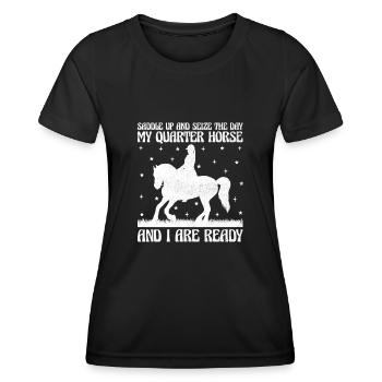 American Quarter Horse Reitpferd Liebhaber Hors - Frauen Funktions-T-Shirt - Schwarz - Vorne - AI Model Female 172 light (172cm)