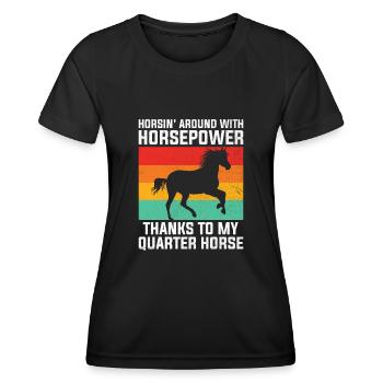 American Quarter Horse Reitpferd Liebhaber Hors - Frauen Funktions-T-Shirt - Schwarz - Vorne - AI Model Female 172 light (172cm)