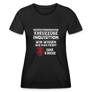 Kreuzzüge Inquisition Kirche wissen wie man feiert - Frauen Funktions-T-Shirt - Schwarz - Vorne - AI Model Female 172 light (172cm)