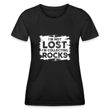 Ich bin nicht verloren Ich sammle Steine Lustige Geologie - Frauen Funktions-T-Shirt - Schwarz - Vorne - AI Model Female 172 light (172cm)