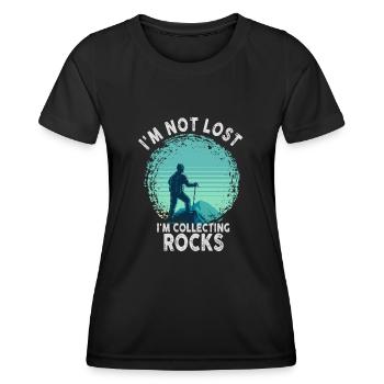 I'm Not Lost I'm Collecting Rocks Funny Geology - Women's Functional T-Shirt - black - Front - AI Model Female 172 light (172cm)