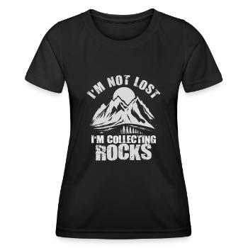 Je ne suis pas perdu Je collectionne des roches Drôle de géologie - T-shirt sport Femme - noir - Devant - AI Model Female 172 light (172cm)