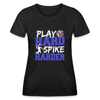 Volleyball Player Spiker Funny Play Hard Spike Har - Frauen Funktions-T-Shirt - Schwarz - Vorne - AI Model Female 172 light (172cm)
