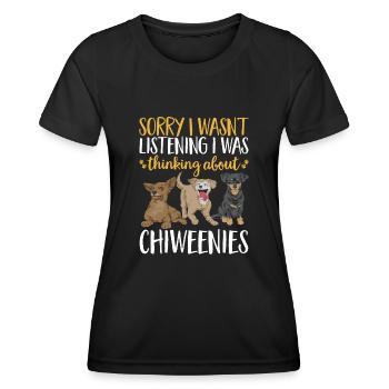 Chiweenie Chien - T-shirt sport Femme - noir - Devant - AI Model Female 172 light (172cm)