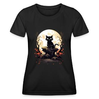 Effrayant Chat Noir Halloween Costume Drôle - T-shirt sport Femme - noir - Devant - AI Model Female 172 light (172cm)