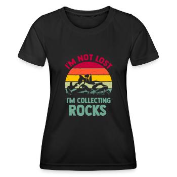 Ich bin nicht verloren Ich sammle Steine Lustige Geologie - Frauen Funktions-T-Shirt - Schwarz - Vorne - AI Model Female 172 light (172cm)