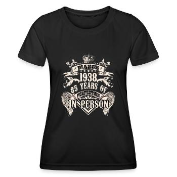 Vintage 1938 birthday of a legend becomes 85 - Frauen Funktions-T-Shirt - Schwarz - Vorne - AI Model Female 172 light (172cm)