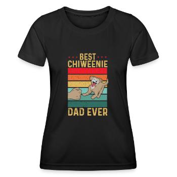 Chiweenie Chien - T-shirt sport Femme - noir - Devant - AI Model Female 172 light (172cm)