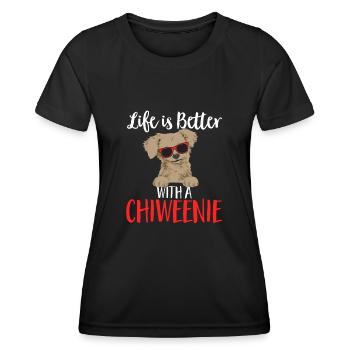 Chiweenie Chien - T-shirt sport Femme - noir - Devant - AI Model Female 172 light (172cm)