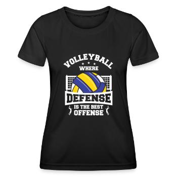 Volleyball Where Defense Is The Best Offense Sette - Frauen Funktions-T-Shirt - Schwarz - Vorne - AI Model Female 172 light (172cm)