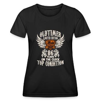 Tenue d’anniversaire de 86 ans pour les fans de voitures classiques - T-shirt sport Femme - noir - Devant - AI Model Female 172 light (172cm)