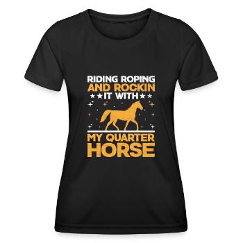 American Quarter Horse Reitpferd Liebhaber Hors - Frauen Funktions-T-Shirt - Schwarz - Vorne - AI Model Female 172 light (172cm)