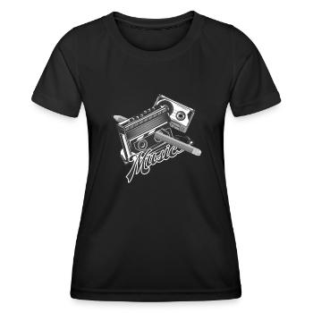 80's Cassette Tape 1990s Pencil Winding Cassette - Women's Functional T-Shirt - black - Front - AI Model Female 172 light (172cm)