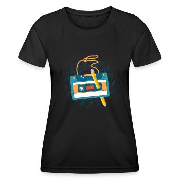 80's Cassette Tape 1990s Pencil Winding Cassette - Women's Functional T-Shirt - black - Front - AI Model Female 172 light (172cm)