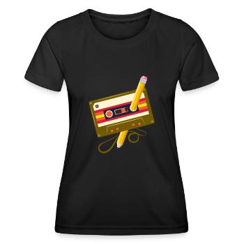 80's Cassette Tape 1990s Pencil Winding Cassette - Women's Functional T-Shirt - black - Front - AI Model Female 172 light (172cm)