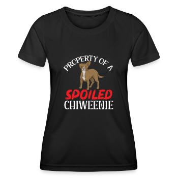 Chiweenie Chien - T-shirt sport Femme - noir - Devant - AI Model Female 172 light (172cm)