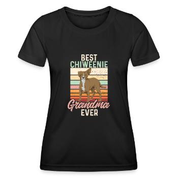 Chiweenie Chien - T-shirt sport Femme - noir - Devant - AI Model Female 172 light (172cm)