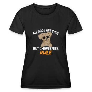 Chiweenie Chien - T-shirt sport Femme - noir - Devant - AI Model Female 172 light (172cm)