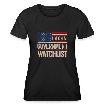 Je suis sur une liste de surveillance du gouvernement - T-shirt sport Femme - noir - Devant - AI Model Female 172 light (172cm)