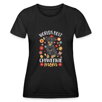 Chiweenie Chien - T-shirt sport Femme - noir - Devant - AI Model Female 172 light (172cm)