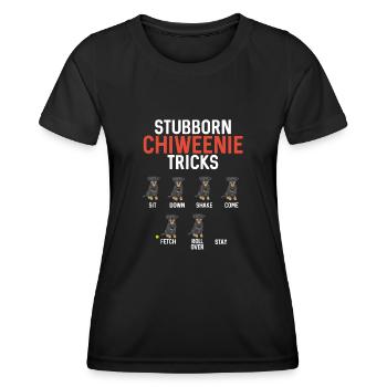 Chiweenie Chien - T-shirt sport Femme - noir - Devant - AI Model Female 172 light (172cm)