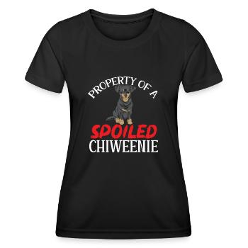 Chiweenie Chien - T-shirt sport Femme - noir - Devant - AI Model Female 172 light (172cm)