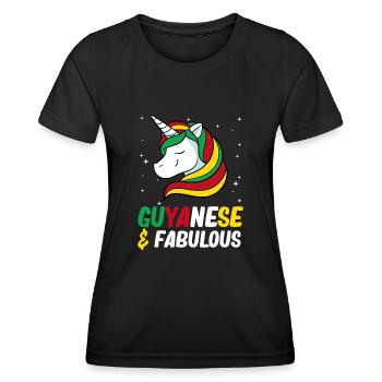 Guyana Flag Guyanais Guyanais - T-shirt sport Femme - noir - Devant - AI Model Female 172 light (172cm)