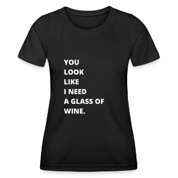 Dégustation de vin - Le vin est ma couleur préférée - T-shirt sport Femme - noir - Devant - AI Model Female 172 light (172cm)