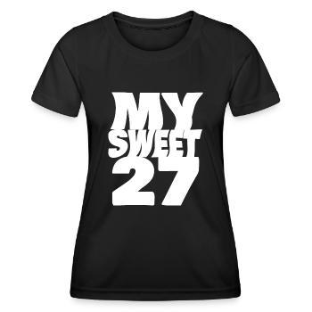 27 - Frauen Funktions-T-Shirt - Schwarz - Vorne - AI Model Female 172 light (172cm)