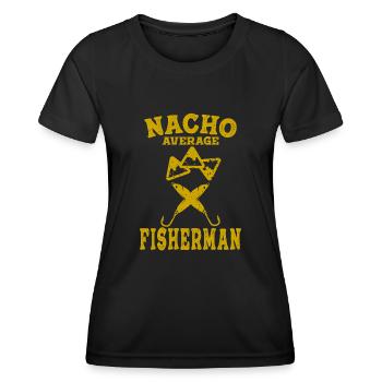 Lustiges Angeln Fischer Nacho Durchschnitt - Frauen Funktions-T-Shirt - Schwarz - Vorne - AI Model Female 172 light (172cm)
