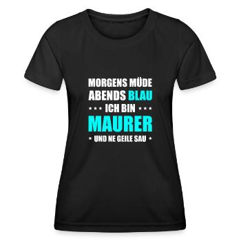Maurer Morgens Mde Abends Blau - Frauen Funktions-T-Shirt - Schwarz - Vorne - AI Model Female 172 light (172cm)