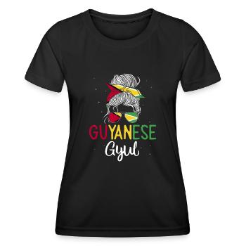 Guyana Flag Guyanais Guyanais - T-shirt sport Femme - noir - Devant - AI Model Female 172 light (172cm)