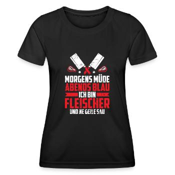 Fleischer Metzger Schlachter - Frauen Funktions-T-Shirt - Schwarz - Vorne - AI Model Female 172 light (172cm)
