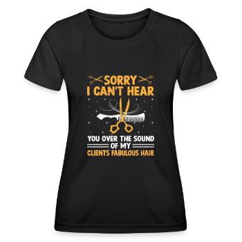 Coiffeur Coiffeur Coiffeur Coiffure Coiffure - T-shirt sport Femme - noir - Devant - AI Model Female 172 light (172cm)