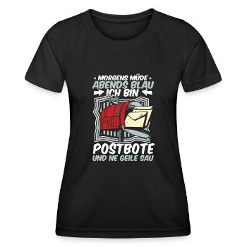 Postbote Briefträger Morgens Mde Abends Blau - Frauen Funktions-T-Shirt - Schwarz - Vorne - AI Model Female 172 light (172cm)