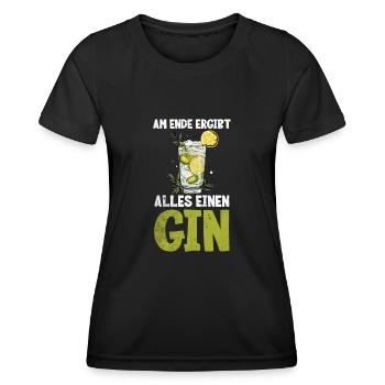Am ende ergibt alles einen Gin - Frauen Funktions-T-Shirt - Schwarz - Vorne - AI Model Female 172 light (172cm)