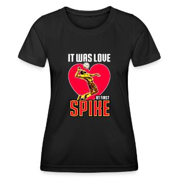Volleyball It Was Love At First Spike - Women's Functional T-Shirt - black - Front - AI Model Female 172 light (172cm)