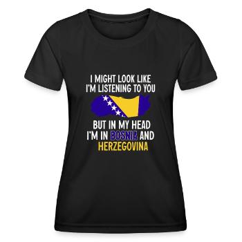 Bosnie-Herzégovine Drapeau Bosnie - T-shirt sport Femme - noir - Devant - AI Model Female 172 light (172cm)