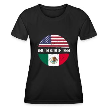 Yes Iam both of them USA Mexico - Frauen Funktions-T-Shirt - Schwarz - Vorne - AI Model Female 172 light (172cm)