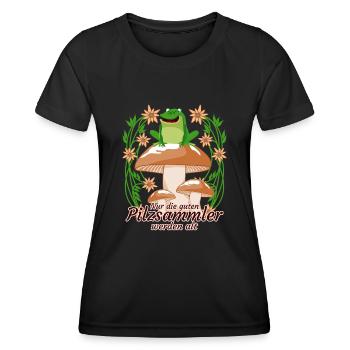 Pilzsammler Pilze Frosch Pilz - Frauen Funktions-T-Shirt - Schwarz - Vorne - AI Model Female 172 light (172cm)