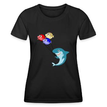 Requin avec ballons ballons de poisson-globe poisson - T-shirt sport Femme - noir - Devant - AI Model Female 172 light (172cm)