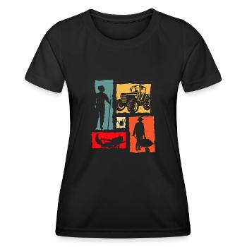 Farmer Retro Farmer Tracteur - T-shirt sport Femme - noir - Devant - AI Model Female 172 light (172cm)