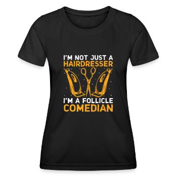 Coiffeur Coiffeur Coiffeur Coiffure Coiffure - T-shirt sport Femme - noir - Devant - AI Model Female 172 light (172cm)