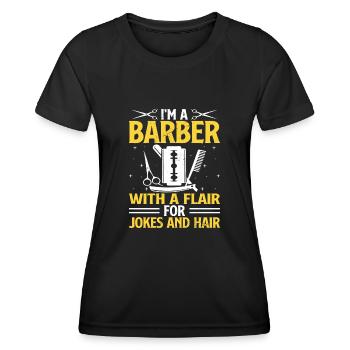 Coiffeur Coiffeur Coiffeur Coiffure Coiffure - T-shirt sport Femme - noir - Devant - AI Model Female 172 light (172cm)