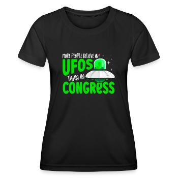 More People Believe In UFOS Than in Congress UFO - Women's Functional T-Shirt - black - Front - AI Model Female 172 light (172cm)