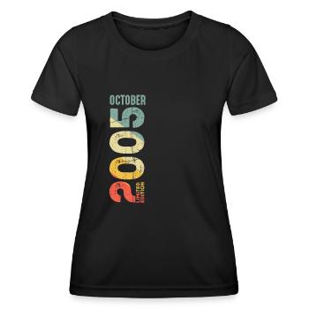Retro October 2005 Year 2005 Retro Vintage 2005 - Frauen Funktions-T-Shirt - Schwarz - Vorne - AI Model Female 172 light (172cm)
