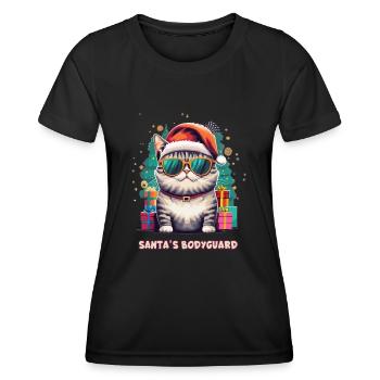 Santa's Bodyguard Cat - Women's Functional T-Shirt - black - Front - AI Model Female 172 light (172cm)